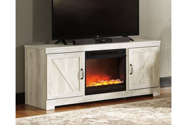 Bellaby Whitewash 63  TV Stand with Fireplace For Discount