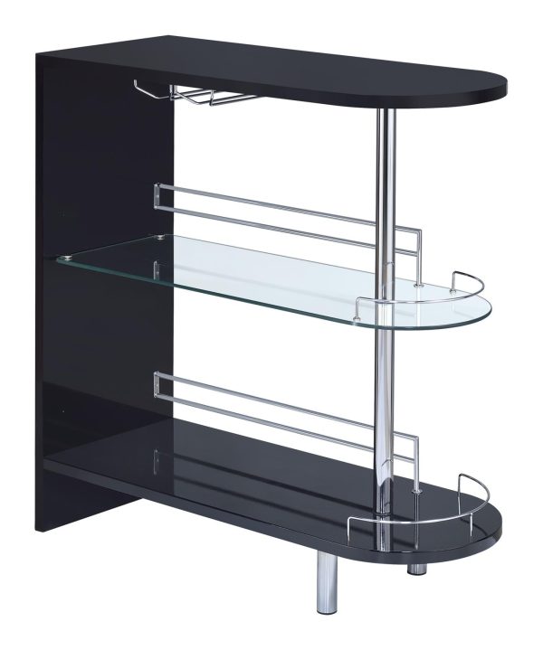 Adolfo Glossy Black Clear 3-Tier Bar Table Fashion