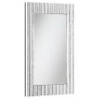 Aideen Silver Rectangular Wall Mirror with Vertical Stripes of Faux Crystals For Cheap