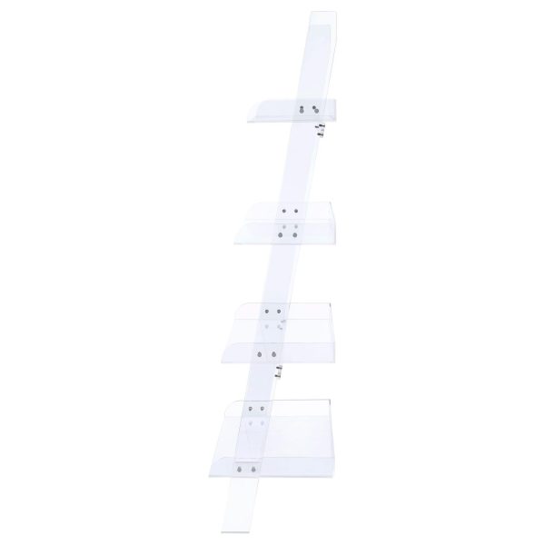 Amaturo Clear 4-Shelf Ladder Bookcase Hot on Sale