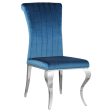 Betty Teal Chrome Upholstered Side Chairs, Set of 4 For Sale