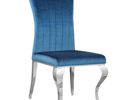 Betty Teal Chrome Upholstered Side Chairs, Set of 4 For Sale