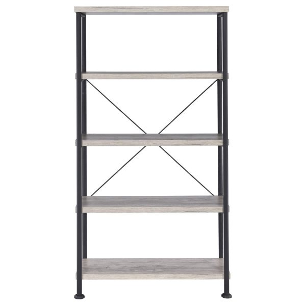 Analiese Gray Driftwood 4-Shelf Bookcase For Sale