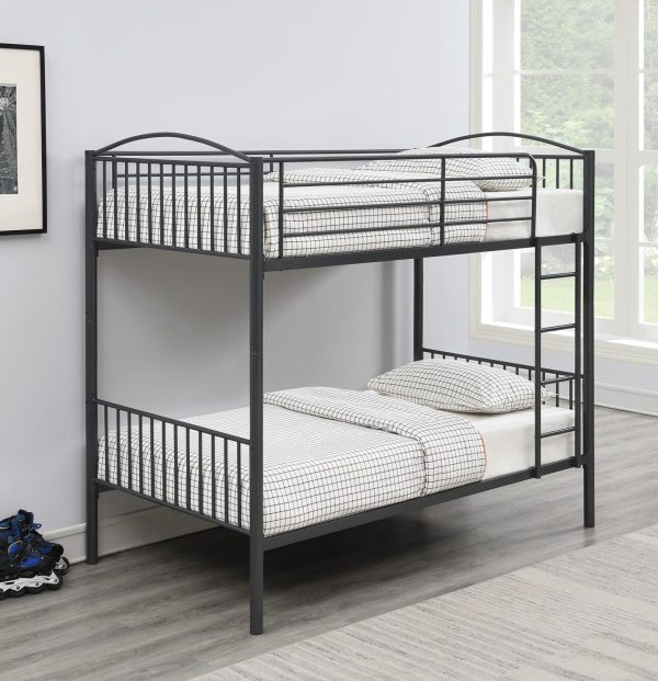 Anson Gunmetal Twin over Twin Bunk Bed with Ladder Discount