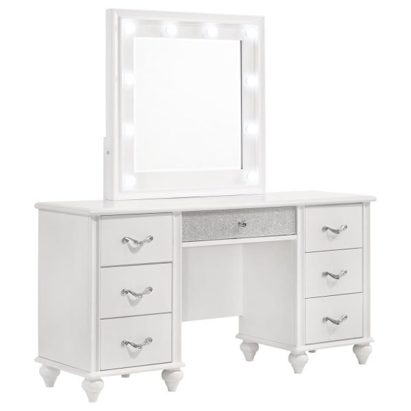 Barzini 7-Drawer Vanity Desk with Lighted Mirror White on Sale