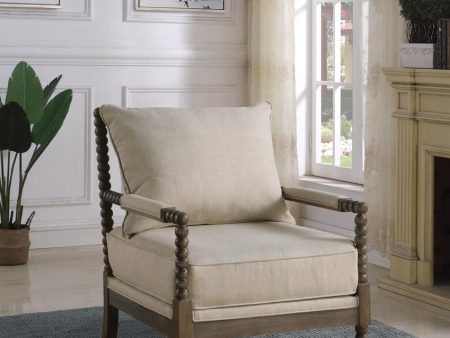 Blanchett Oatmeal Natural Cushion Back Accent Chair Hot on Sale