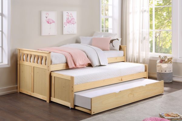 Bartly Pine Twin Twin Bed with Twin Trundle Discount