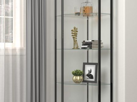 Zenobia Clear Black Glass Shelf Curio Cabinet Discount