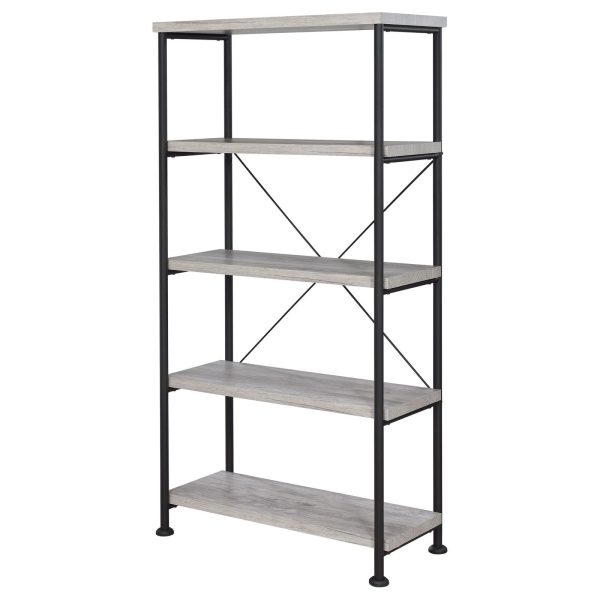 Analiese Gray Driftwood 4-Shelf Bookcase For Sale