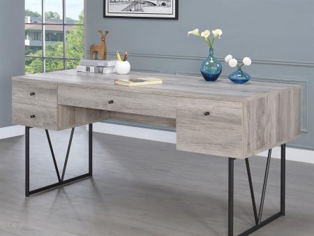 Analiese Gray Driftwood 4-Drawer Writing Desk For Sale