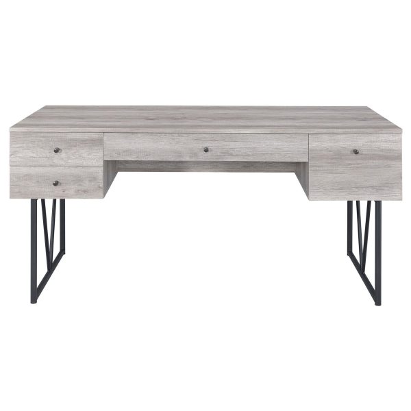 Analiese Gray Driftwood 4-Drawer Writing Desk For Sale