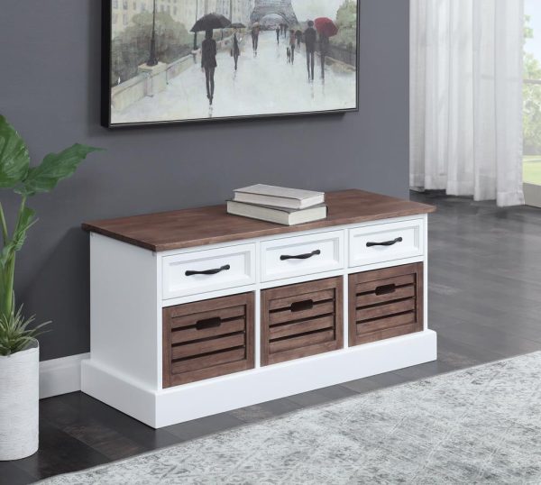 Alma Weathered Brown White 3-Drawer Storage Bench Fashion