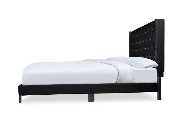 Amelia Black PU Leather King Platform Bed For Cheap