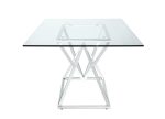 Beaufort Chrome Rectangle Glass Top Dining Table Online Sale