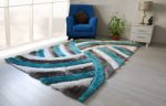 3D Shaggy Gray Turquoise 5X7 Area Rug Online now