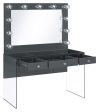 Afshan 3-Drawer Vanity Desk with Lighting Mirror Gray High Gloss Online Hot Sale