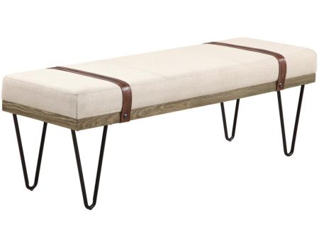 Austin Beige Black Upholstered Bench Sale