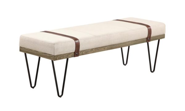 Austin Beige Black Upholstered Bench Sale