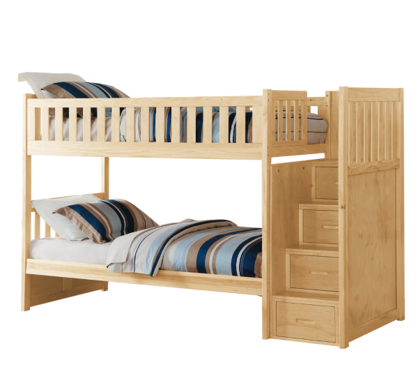 Bartly Pine Twin Twin Step Bunk Bed with Twin Trundle Discount