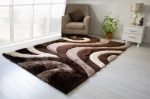 3D Shaggy Brown Beige 5X7 Area Rug Fashion