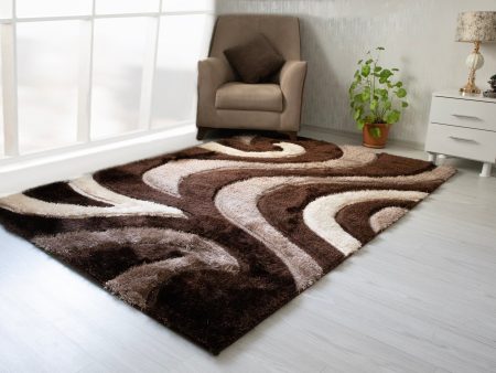 3D Shaggy Brown Beige 5X7 Area Rug Fashion