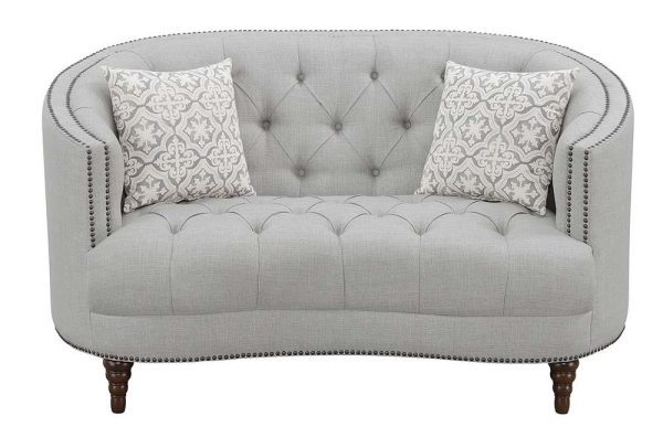 Avonlea Sloped Arm Upholstered Loveseat Trim Gray Cheap