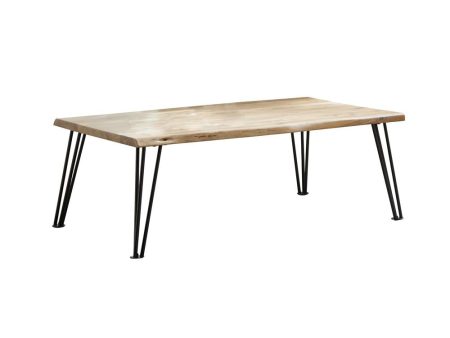 Zander Natural Matte Black Coffee Table with Hairpin Leg Online now