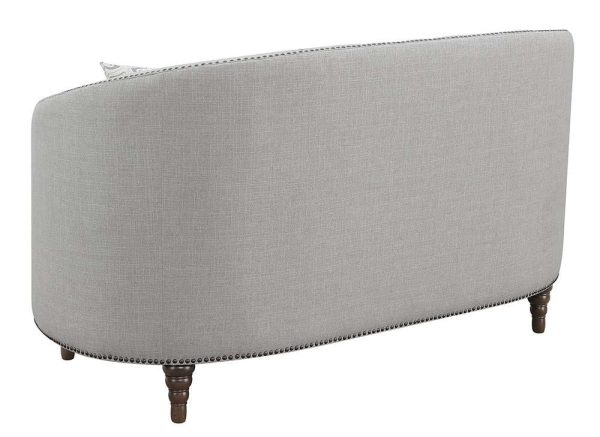 Avonlea Sloped Arm Upholstered Loveseat Trim Gray Cheap