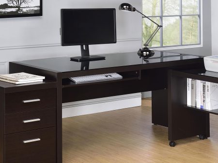 Skeena Cappuccino Computer Desk with Keyboard Drawer Online Sale