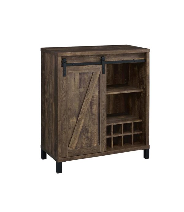 Arlington Rustic Oak Bar Cabinet with Sliding Door Online Hot Sale