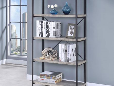 Analiese Gray Driftwood 4-Shelf Bookcase For Sale