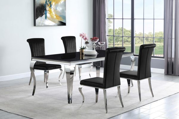 Carone Black Chrome Rectangular Glass Top Dining Table Online Hot Sale