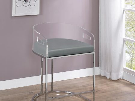 Thermosolis Gray Chrome Acrylic Back Counter Height Stools, Set of 2 Online