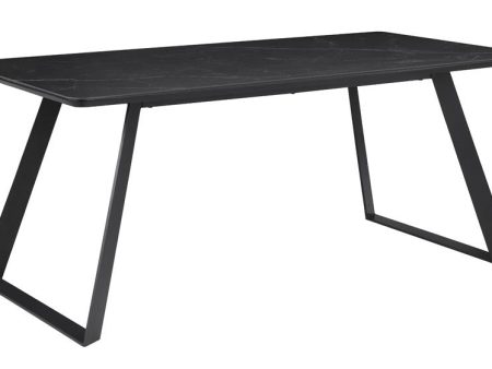 Smith Black Gunmetal Rectangle Ceramic Top Dining Table For Sale