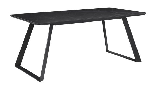 Smith Black Gunmetal Rectangle Ceramic Top Dining Table For Sale