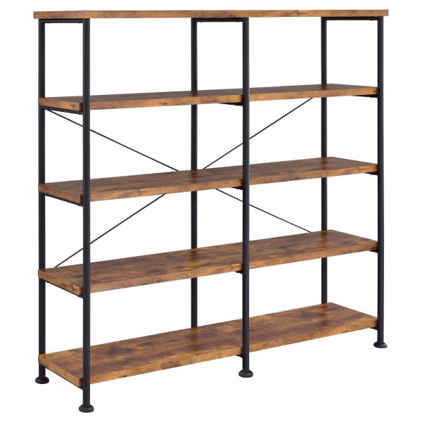 Analiese Antique Nutmeg 4-Shelf Open Bookcase Supply