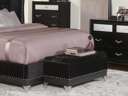 Barzini Black Tufted Rectangular Trunk with Nailhead Discount