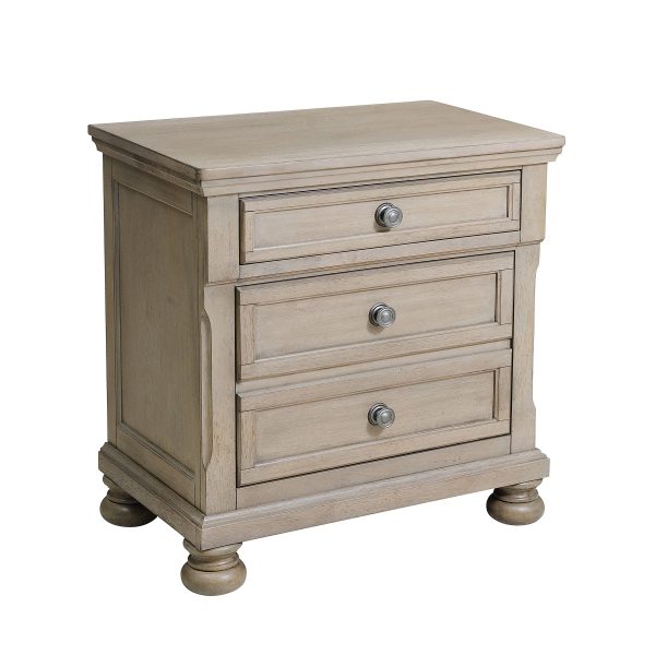 Bethel Wire Brushed Gray Nightstand Hot on Sale