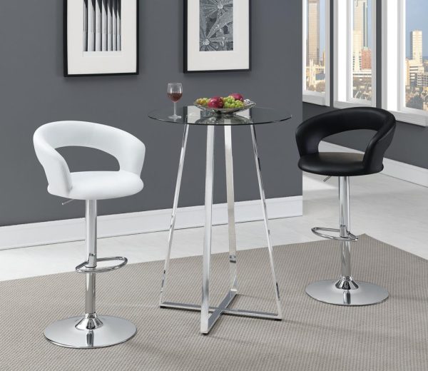 Barraza White Chrome 29  Adjustable Height Bar Stool Fashion