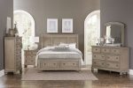 Bethel Wire Brushed Gray Sleigh Storage Platform Bedroom Set For Discount