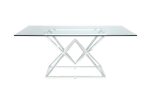 Beaufort Chrome Rectangle Glass Top Dining Table Online Sale