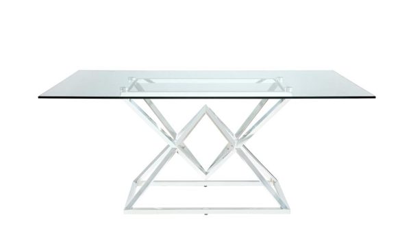 Beaufort Chrome Rectangle Glass Top Dining Table Online Sale