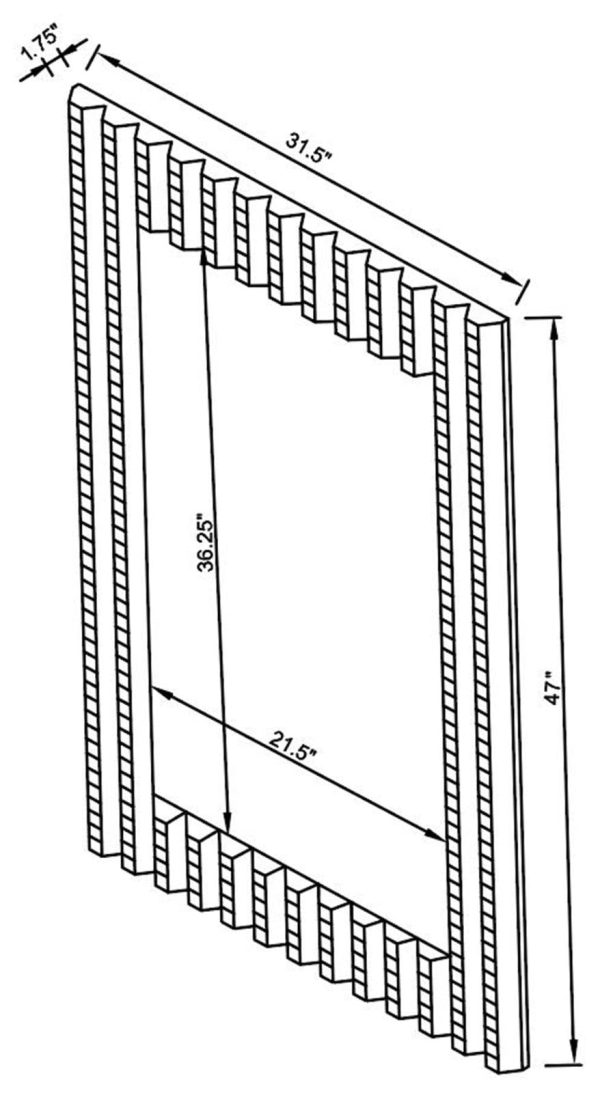 Aideen Silver Rectangular Wall Mirror with Vertical Stripes of Faux Crystals For Cheap