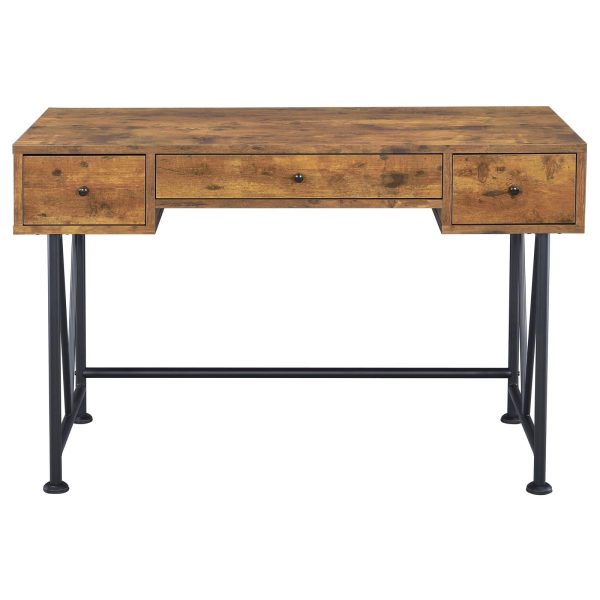 Analiese Antique Nutmeg Black 3-Drawer Writing Desk Online Hot Sale