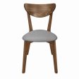 Alfredo Gray Natural Walnut Upholstered Dining Chairs, Set of 2 For Sale