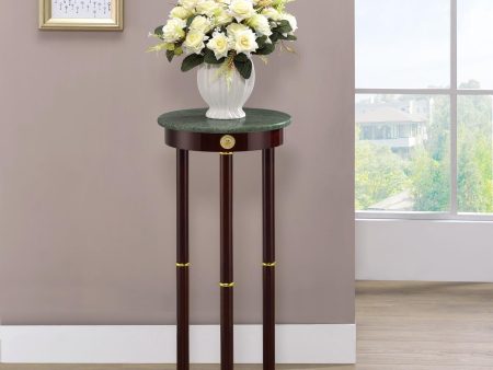 Edie Merlot Round Marble Top Accent Table For Discount