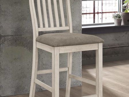 Sarasota Gray Rustic Cream Slat Back Counter Height Chairs, Set of 2 Online now