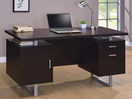 Lawtey Cappuccino Rectangular Storage Office Desk Hot on Sale