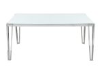 Pauline White Chrome Rectangular Dining Table with Metal Leg Supply