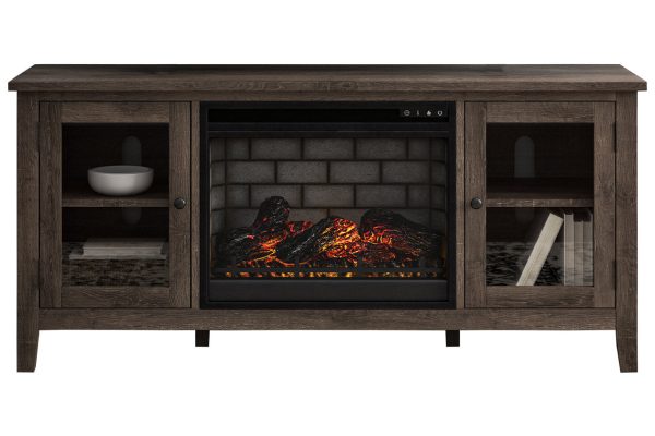 Arlenbry Gray 60  TV Stand with Electric Fireplace For Cheap